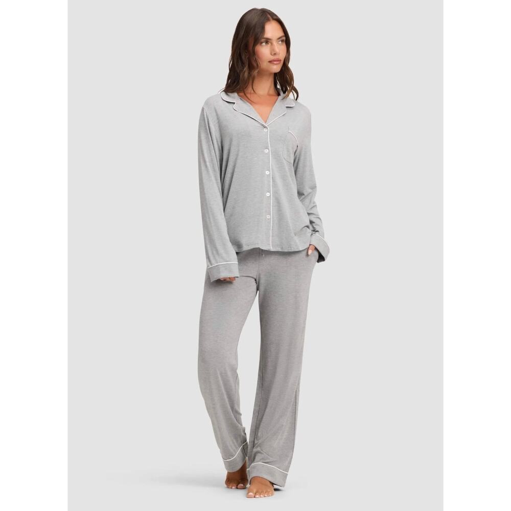 Cozy earth soft comfy luxury Bamboo Stretch-Knit Long Sleeve Pajama Set neutral